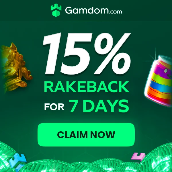 Gamdom: 15% Rakeback sa loob ng 7 araw