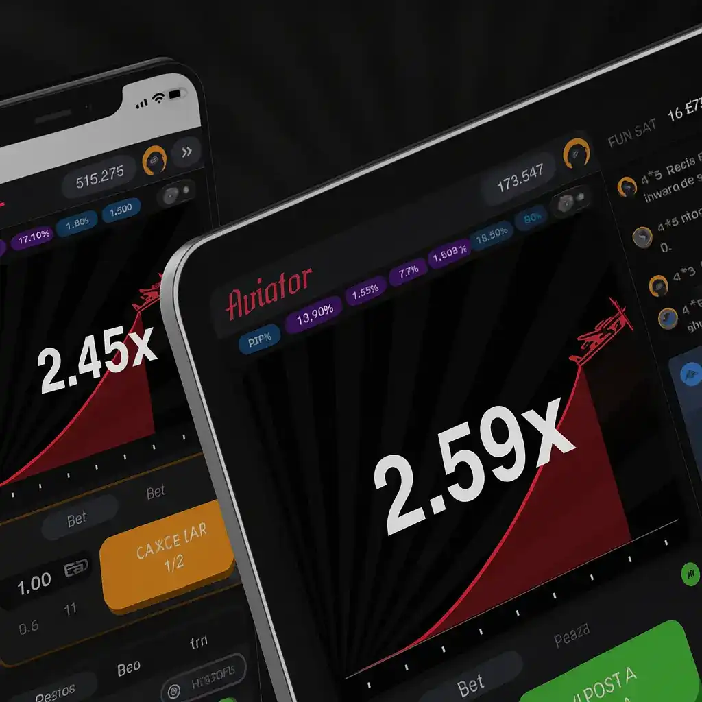 Close-up view of Aviator mobile game interfaces showing 2.45x and 2.59x multipliers on smartphone screens